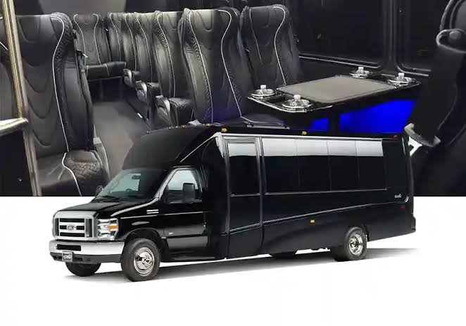 Black mini coach bus exterior