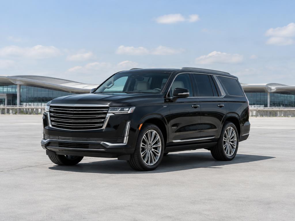 Black full-size SUV for small groups with luggage